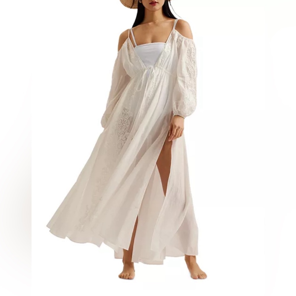 NWT Ted Baker Embroidered Maxi Cover-Up Dress in Ivory Size S